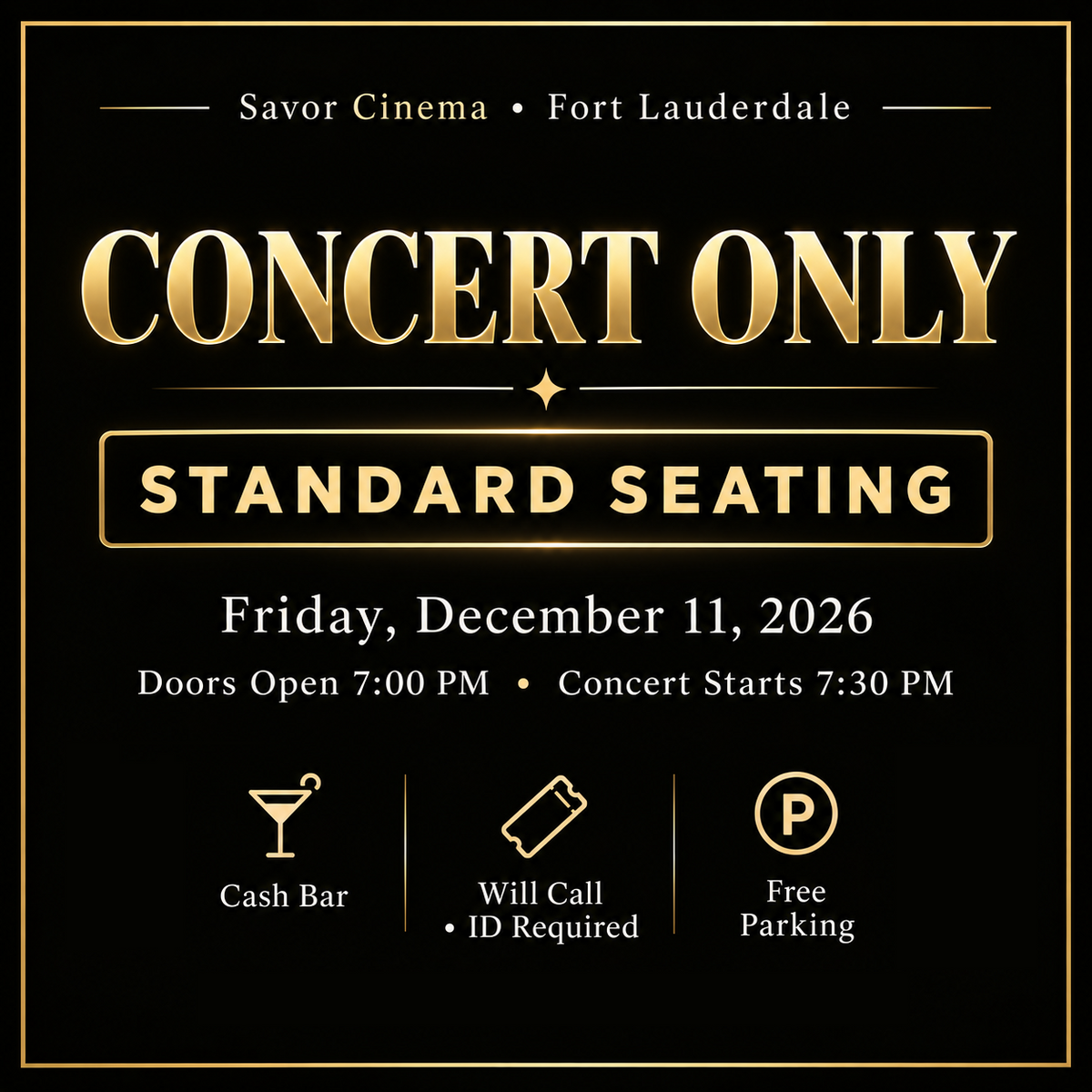 Concert Only – Standard Seating Ticket (Dec 11th)
