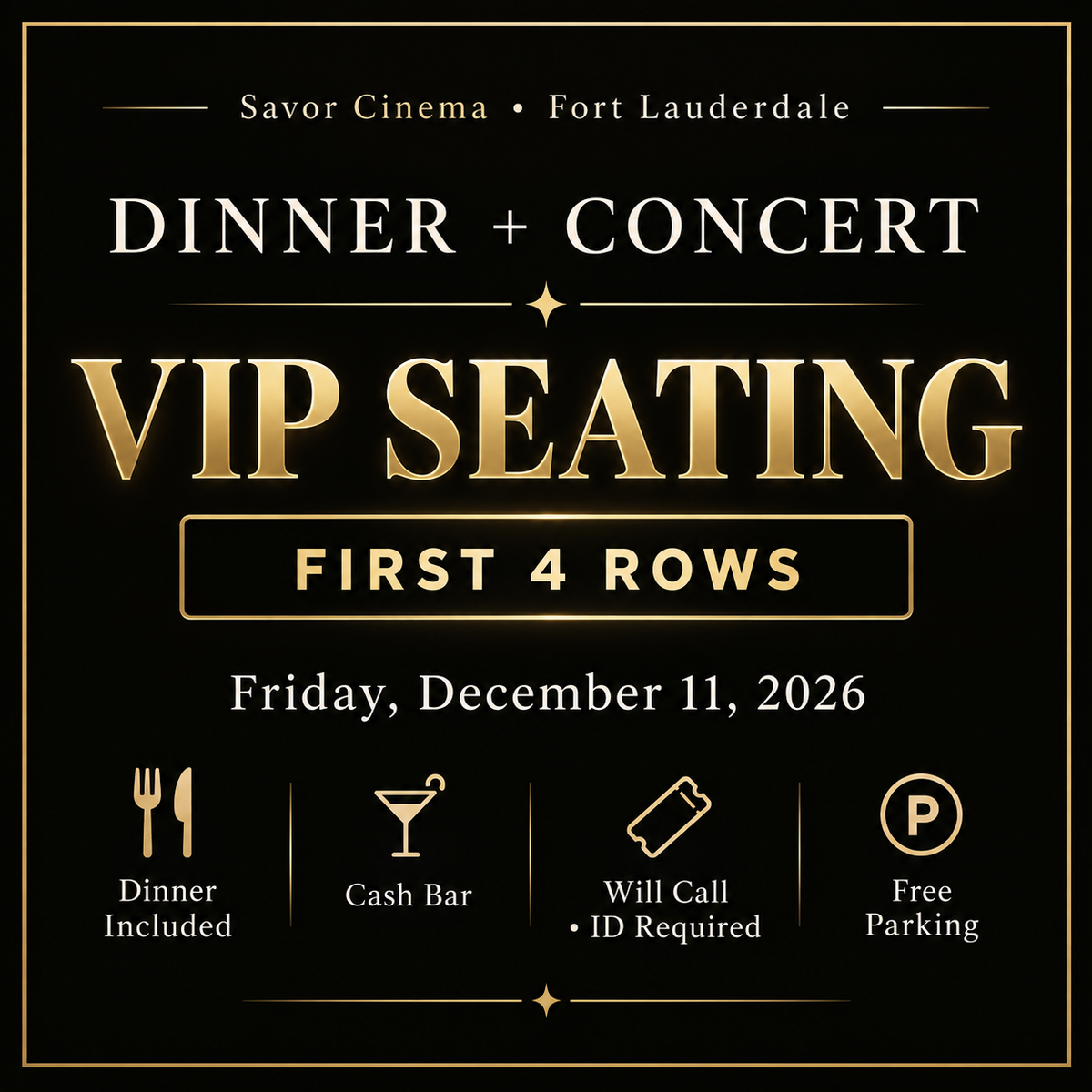 Dinner and Concert – VIP Seating Ticket (Dec 11th)